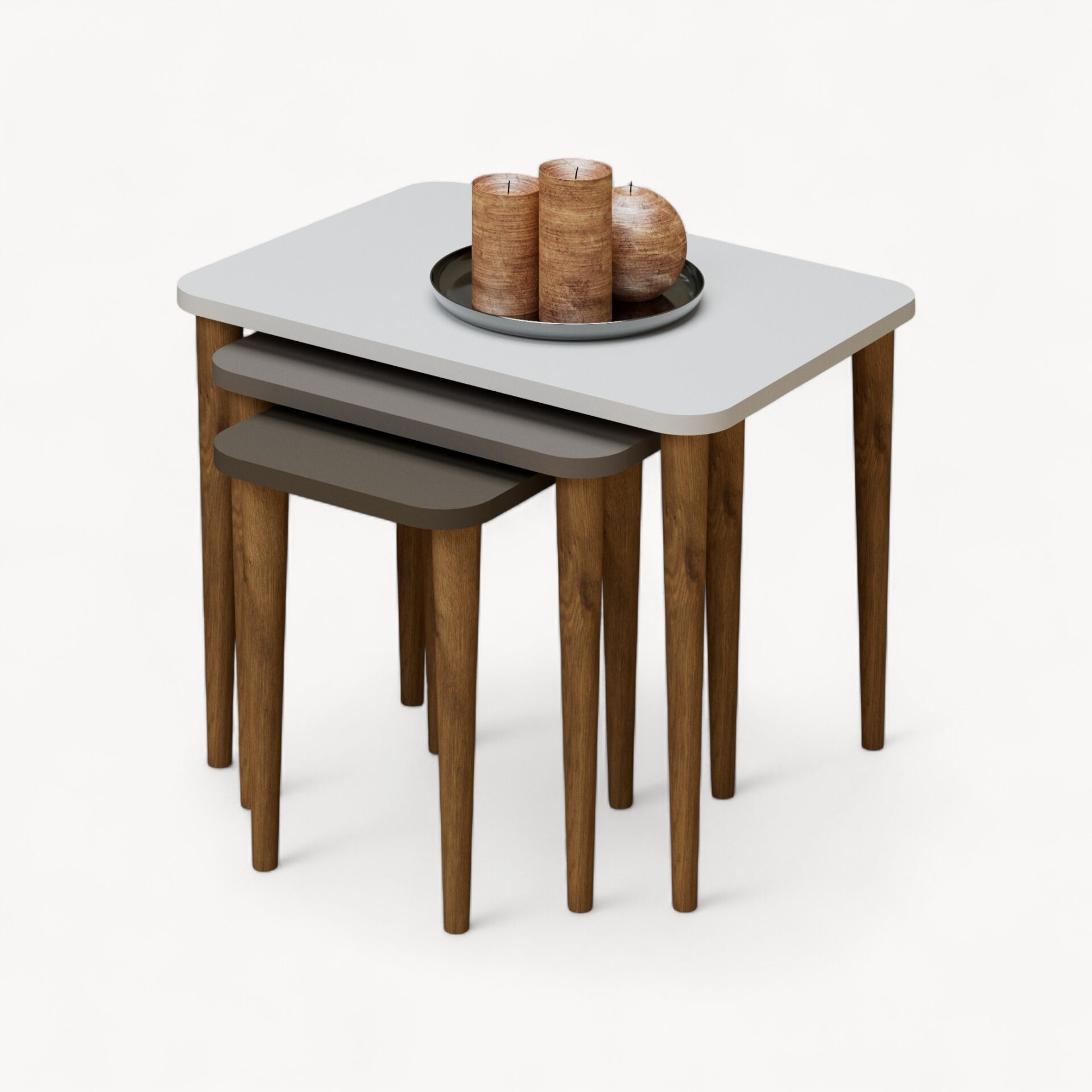 Letto Zigon Sehpa Beyaz Cappuccino Kahve