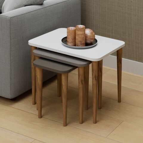 Letto Zigon Sehpa Beyaz Cappuccino Kahve