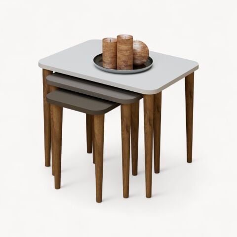 Letto Zigon Sehpa Beyaz Cappuccino Kahve