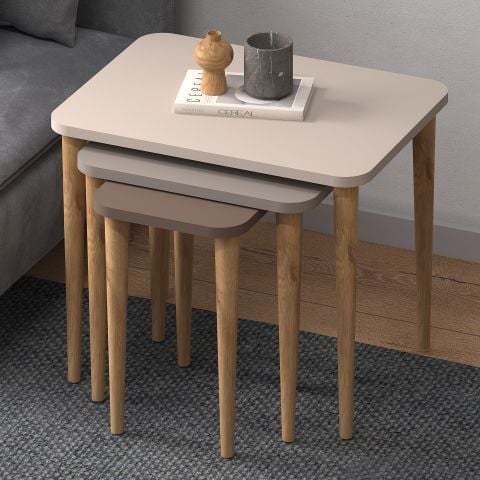 Letto Zigon Sehpa Beyaz Cappuccino Kahve