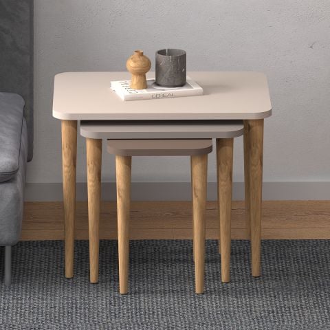 Letto Zigon Sehpa Beyaz Cappuccino Kahve