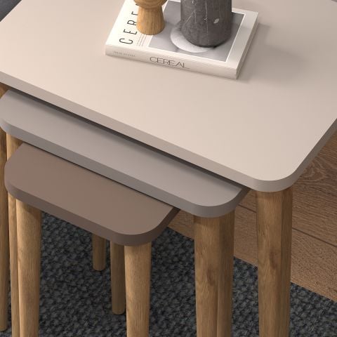 Letto Zigon Sehpa Beyaz Cappuccino Kahve