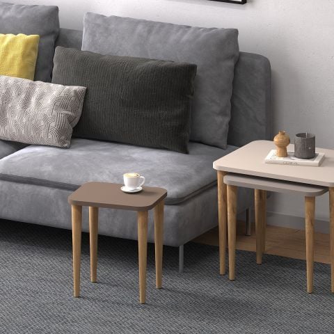 Letto Zigon Sehpa Beyaz Cappuccino Kahve