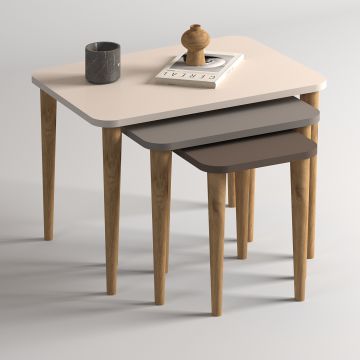 Letto Zigon Sehpa Beyaz Cappuccino Kahve