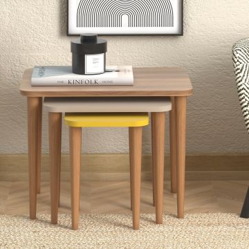 Letto Zigon Sehpa Ceviz Cappuccino Sarı