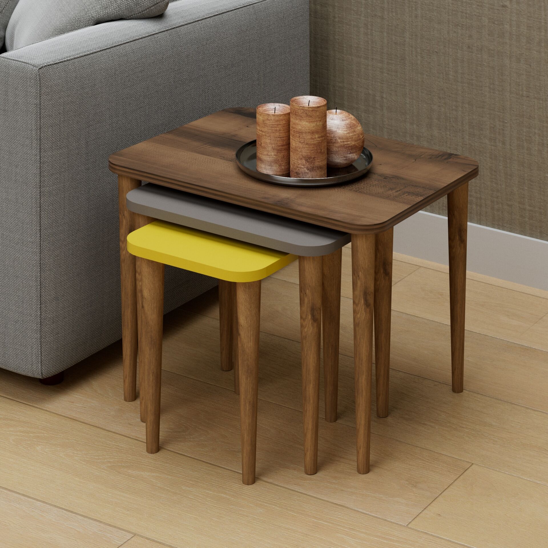 Letto Zigon Sehpa Ceviz Cappuccino Sarı