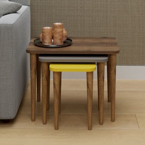 Letto Zigon Sehpa Ceviz Cappuccino Sarı