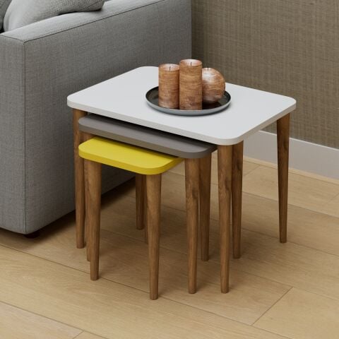 Letto Zigon Sehpa Beyaz Cappuccino Sarı