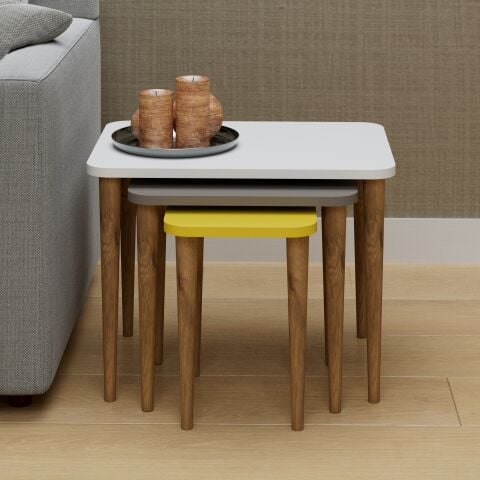 Letto Zigon Sehpa Beyaz Cappuccino Sarı