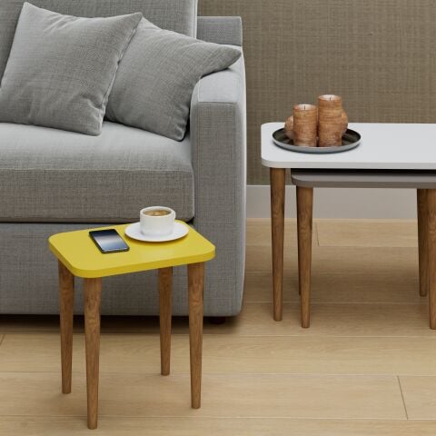 Letto Zigon Sehpa Beyaz Cappuccino Sarı
