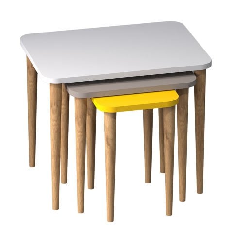 Letto Zigon Sehpa Beyaz Cappuccino Sarı