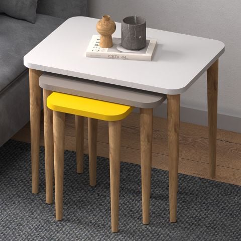 Letto Zigon Sehpa Beyaz Cappuccino Sarı