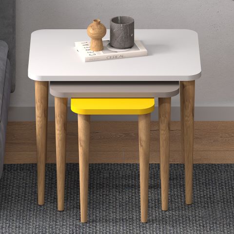 Letto Zigon Sehpa Beyaz Cappuccino Sarı