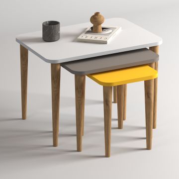 Letto Zigon Sehpa Beyaz Cappuccino Sarı