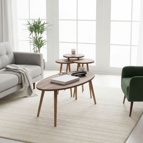 Elips Orta Sehpa & Zigon Sehpa Salon Seti Ceviz