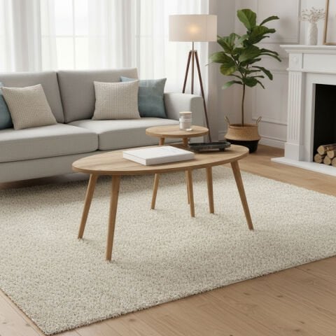 Elips Orta Sehpa & Zigon Sehpa Salon Seti Meşe