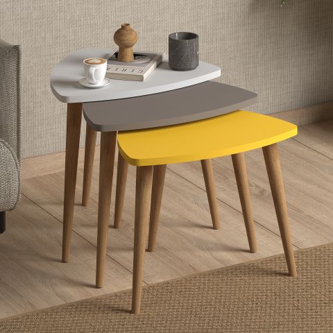 Bolero Zigon Sehpa Beyaz Cappuccino Sarı