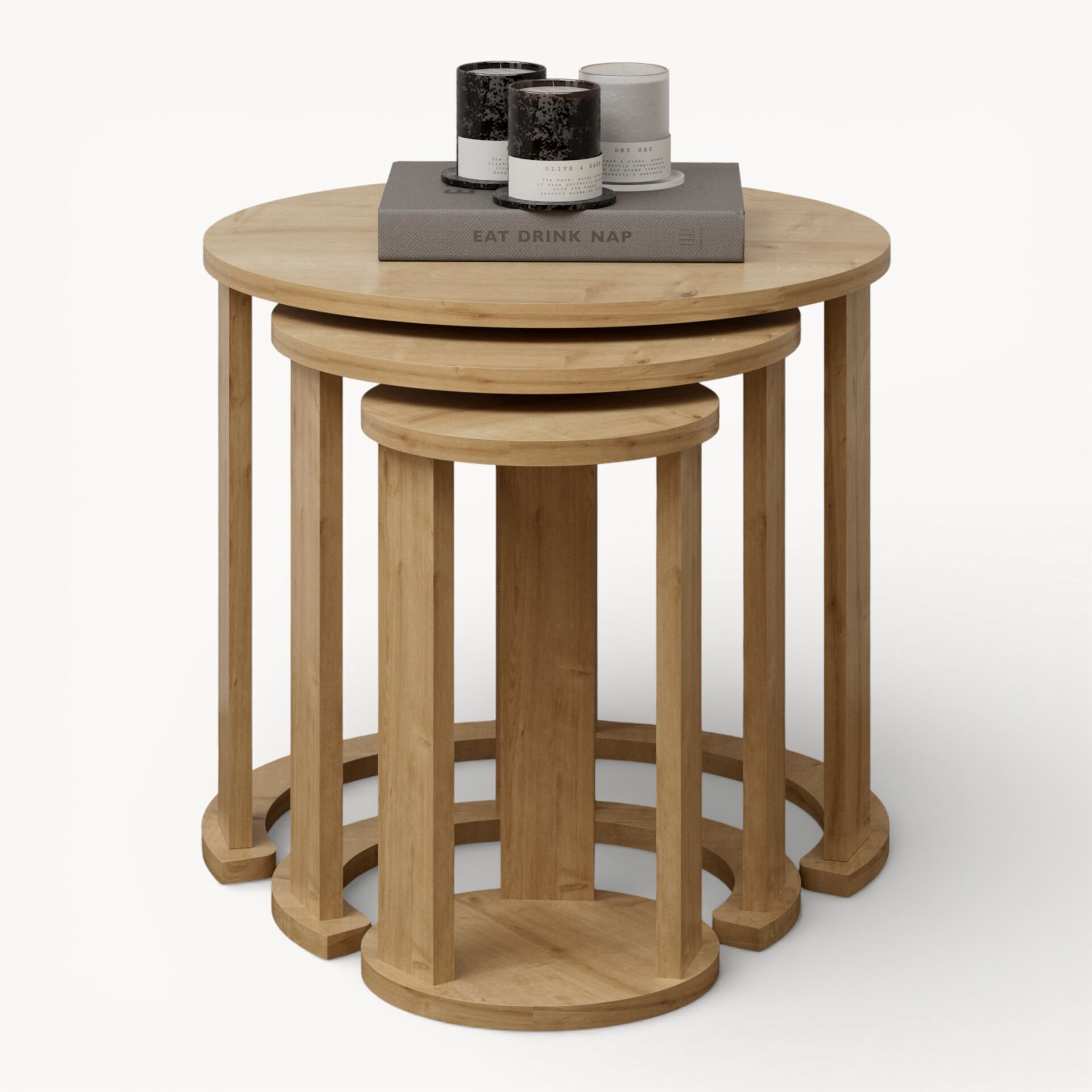 Cape 3'lü Zigon Sehpa Meşe