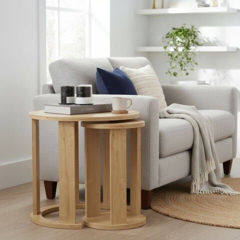 Cape 3'lü Zigon Sehpa Meşe