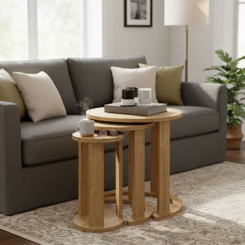 Cape 3'lü Zigon Sehpa Meşe