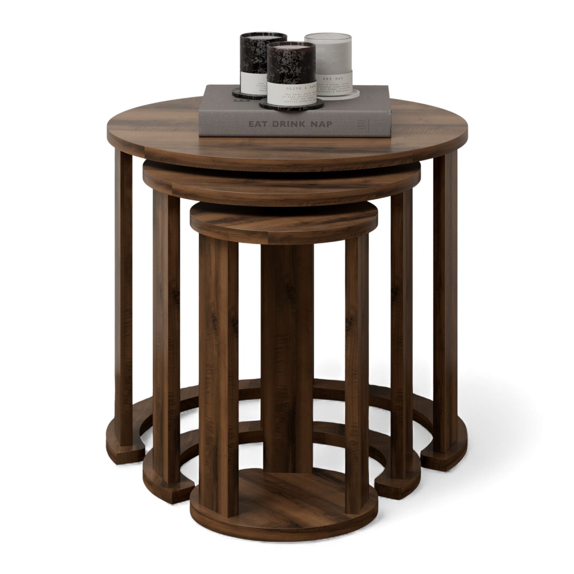 Cape 3'lü Zigon Sehpa Ceviz