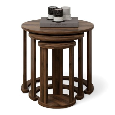 Cape 3'lü Zigon Sehpa Ceviz