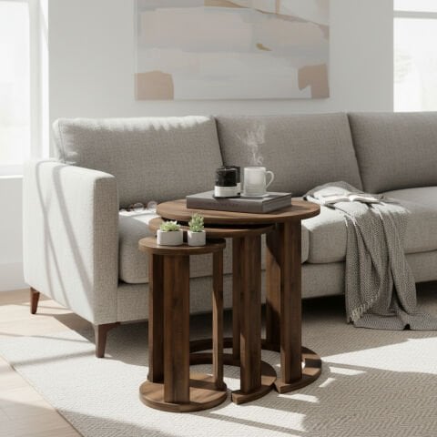 Cape 3'lü Zigon Sehpa Ceviz