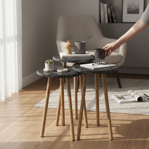 Roma Zigon Sehpa Bendir Mermer