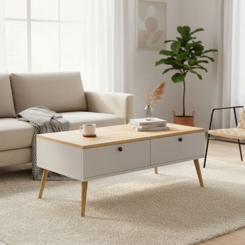 Alice Orta Sehpa Beyaz-Meşe