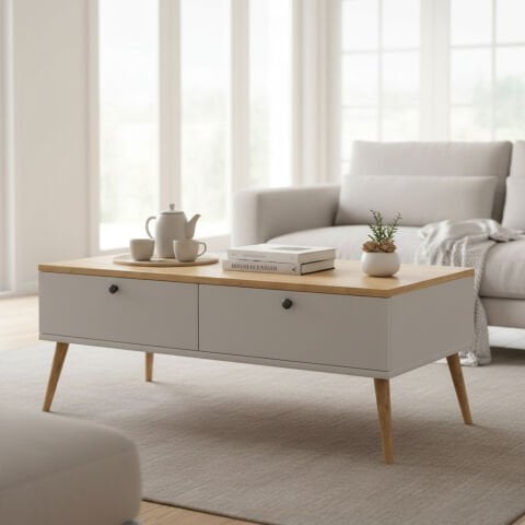 Alice Orta Sehpa Beyaz-Meşe