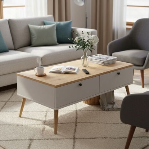 Alice Orta Sehpa Beyaz-Meşe